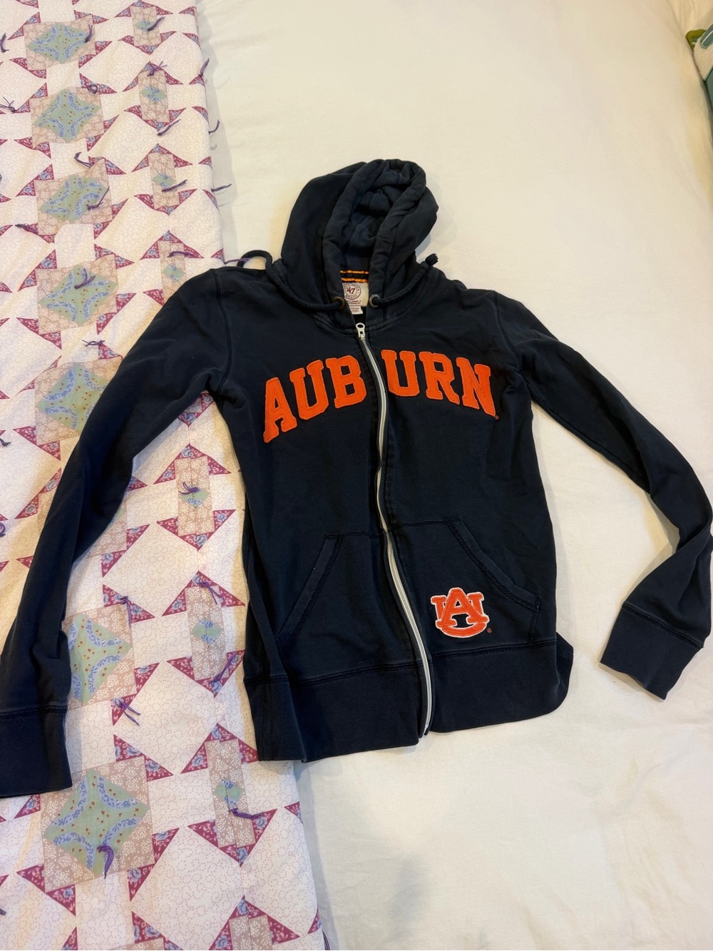 Auburn Women's Vintage Navy Zip-Up Hoodie
